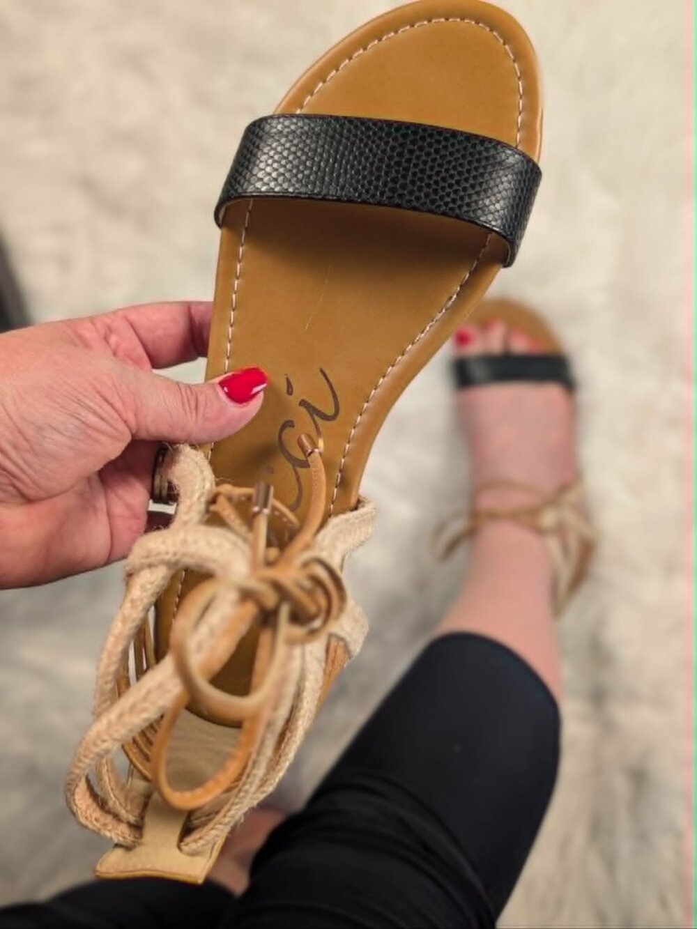 SANDAL MANIA 🚨Ccocci ‎ Paola Lace-Up Sandals in Black Snake NEW